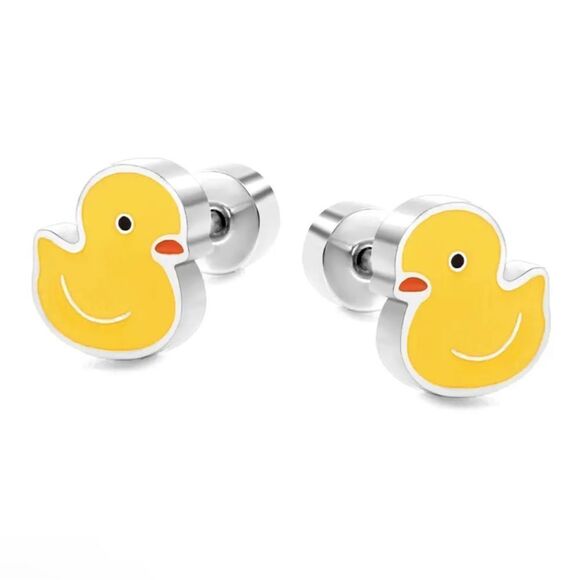 Tiny Duck Stud Earrings - Picture 1 of 2